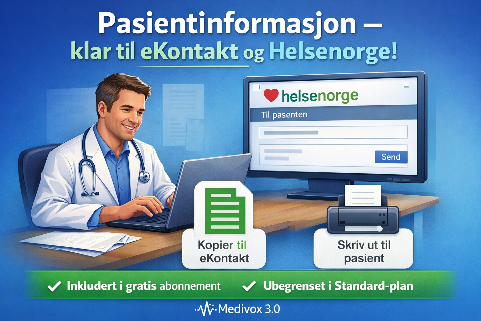 Ny funksjon i Medivox 3.0: Pasientinformasjon klar for eKontakt og Helsenorge