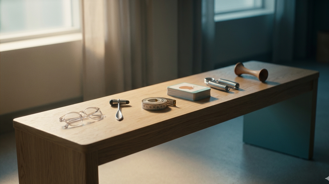 bench with medical appliences