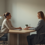 Gynekolog i samtale med pasient i konsultasjonsrom